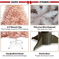 Costway 6ft. Unlit Pink Full Fir Hinged Artificial Christmas Tree