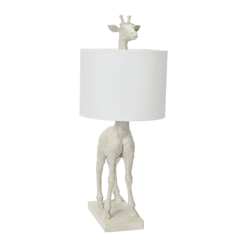 Hello Honey® 28" White Resin Giraffe Table Lamp with Linen Shade
