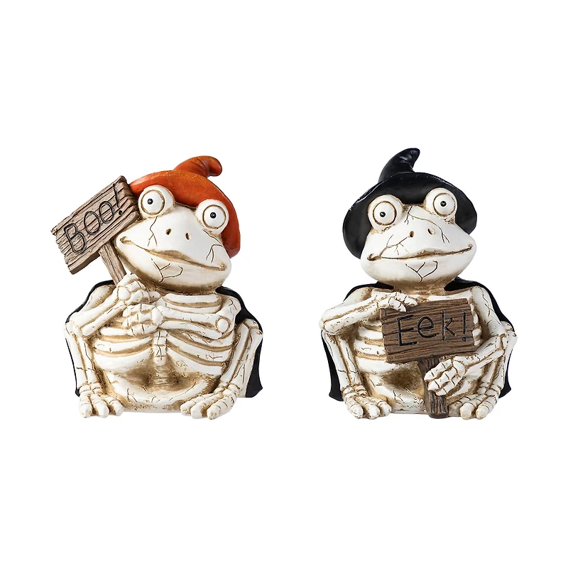 Glitzhome® 7"H Halloween Resin Skeleton Frogs Table Decor Set