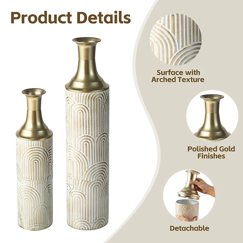 Glitzhome® Metal Modern Floor Vase Set