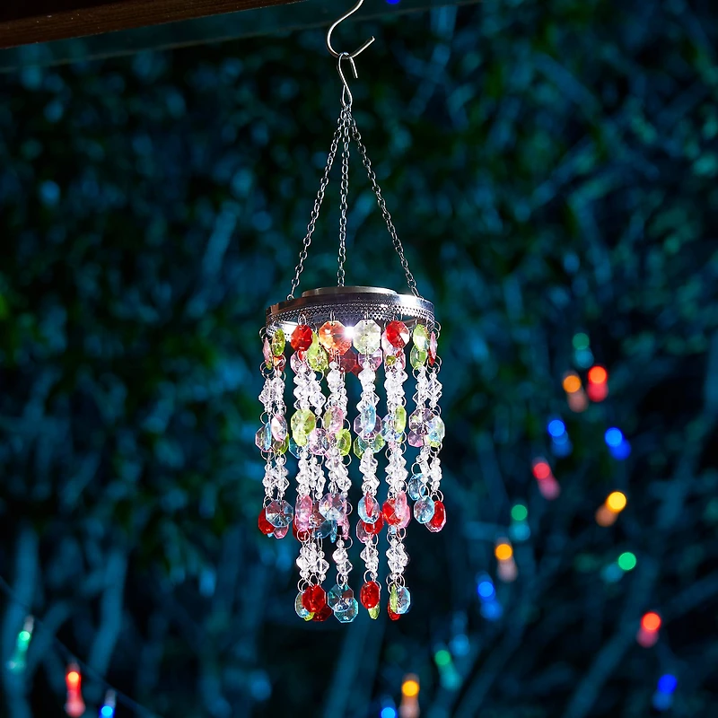 Glitzhome® 18.75" Solar Lit Beaded Wind Chimes