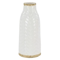 White Porcelain Coastal Style Vase, 7" x 16"