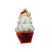 4.75" Santa Cupcake Glass Ornament by Ashland®