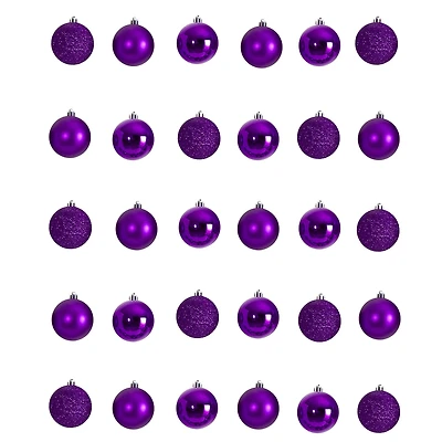 30ct. 2.5" Purple Shatterproof Christmas Ornaments