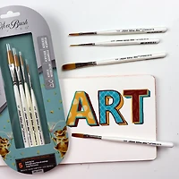 Silver Brush Limited Ultra Mini® White handles Lettering Brushes, 4ct