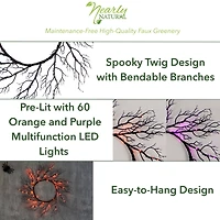 23" Pre-Lit Halloween Black Wreath