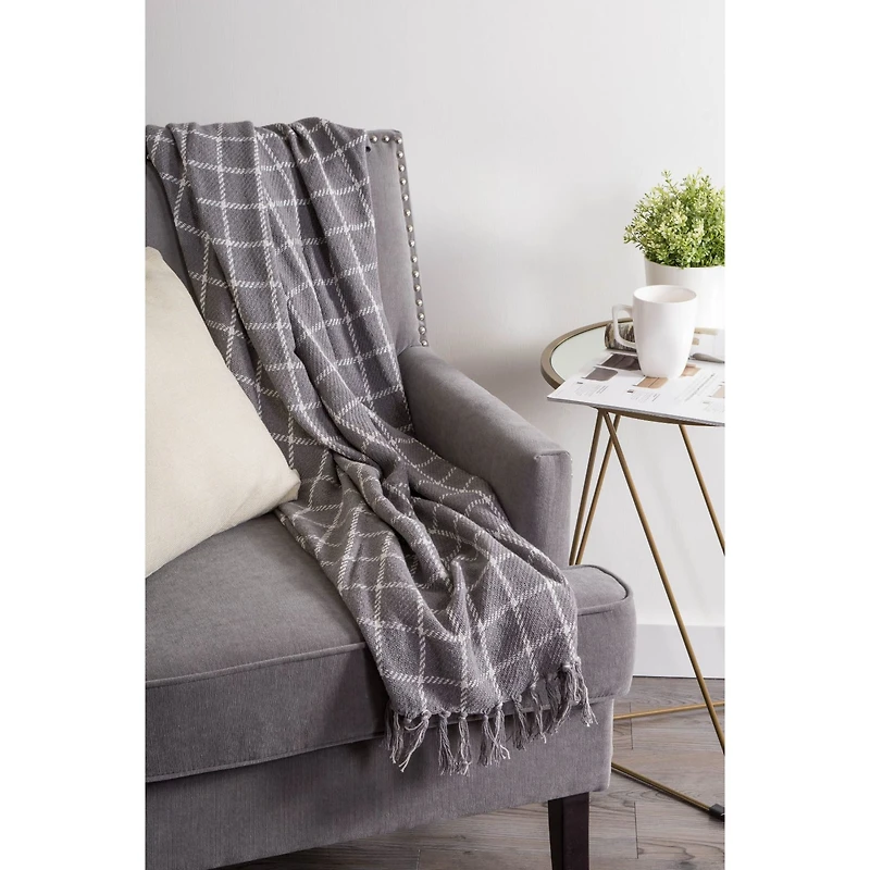DII® Gray Checked Plaid Throw