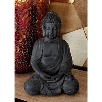CosmoLiving by Cosmopolitan Grey Ceramic Sculpture, Buddha 12" x 8" x 7"