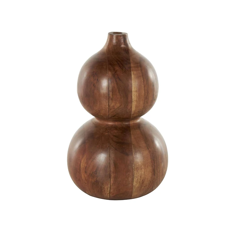 11" Brown Wood Bubble Vase with Natural Wood Grains