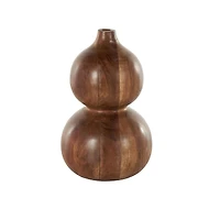 11" Brown Wood Bubble Vase with Natural Wood Grains