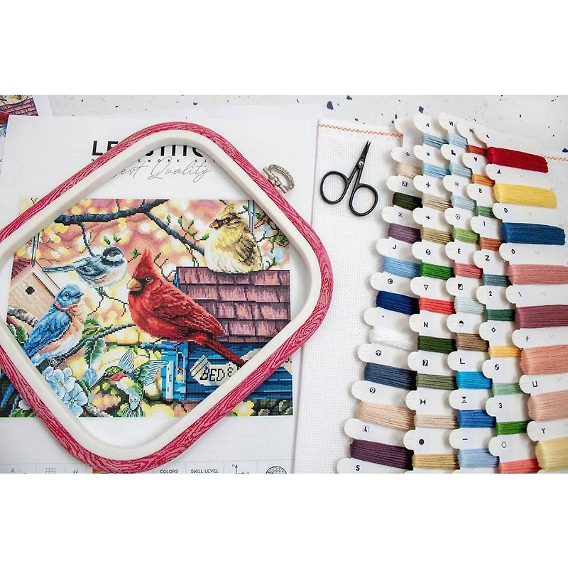 LetiStitch Springtime Songbirds Counted Cross Stitch Kit