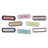 Ashley Productions Days of the Week Black & White Patterns Magnetic Die-Cut Timesavers & Labels, 3 Packs of 8