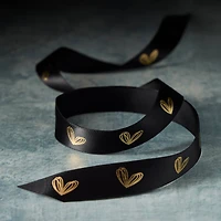 5/8" x 7yd. Black & Gold Heart Ribbon by Celebrate It™ Classic