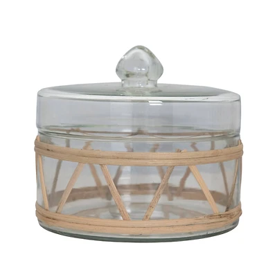 Hello Honey® 6" Rattan Wrapped Glass Jar with Lid
