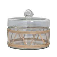 Hello Honey® 6" Rattan Wrapped Glass Jar with Lid