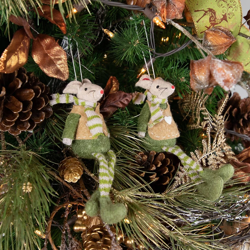 7.5" Boy & Girl Mice Christmas Ornaments Set