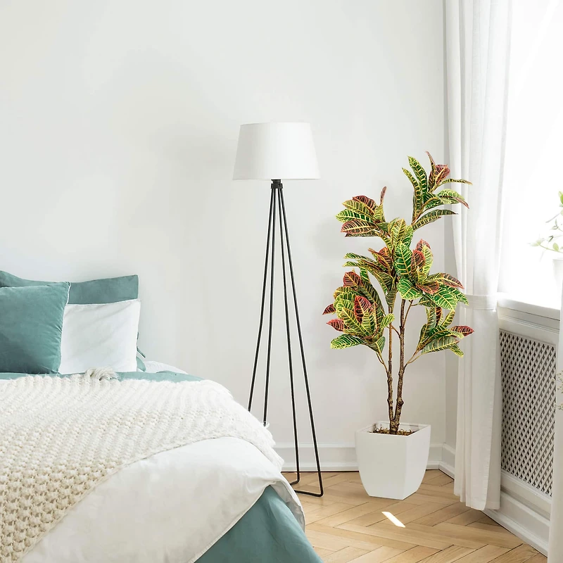 American Art Decor 4ft. Croton Tree in White Ceramic Pot