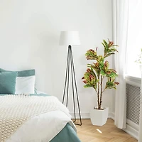 American Art Decor 4ft. Croton Tree in White Ceramic Pot