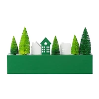 Glitzhome® 14" St. Patrick's Wooden House and Brush Trees "LUCKY" Table Decor