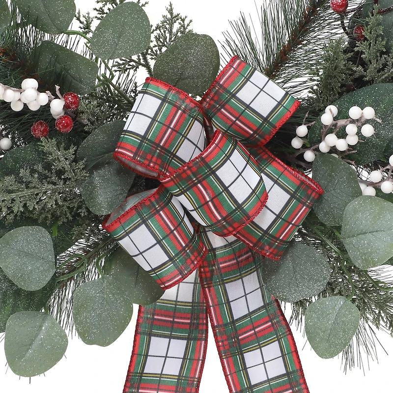 24" Pine, Eucalyptus & Berry Half Wreath with Bow by Ashland®