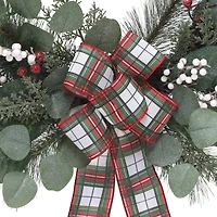 24" Pine, Eucalyptus & Berry Half Wreath with Bow by Ashland®