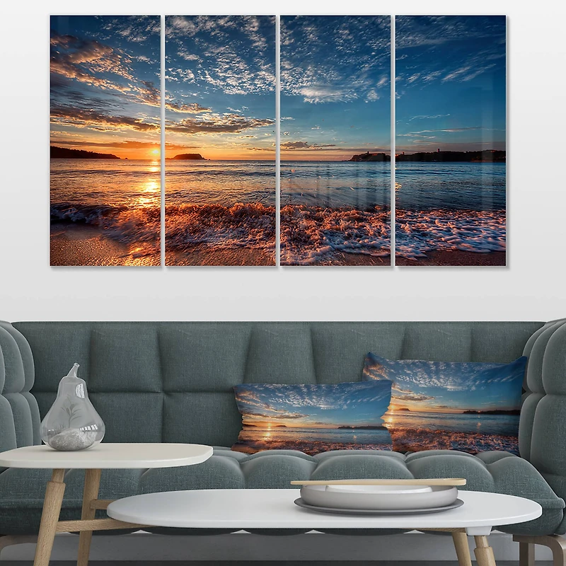 Designart - Tranquil Beach and Whimsical Clouds