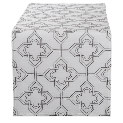 Off White Base Embroidered Lattice Table Runner