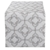 Off White Base Embroidered Lattice Table Runner
