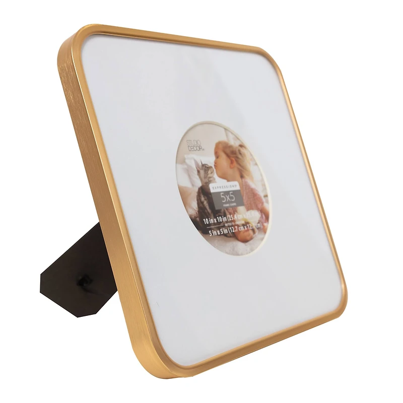 Expressions™ 5" x 5" Gold Rounded Frame with Circle Mat by Studio Décor®