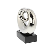 10" Silver Ceramic Modern Abstract Sculpture