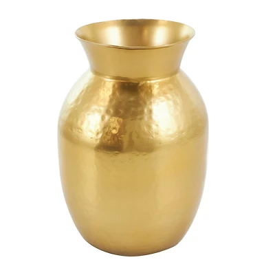 11.5" Hammered Gold Metal Vase