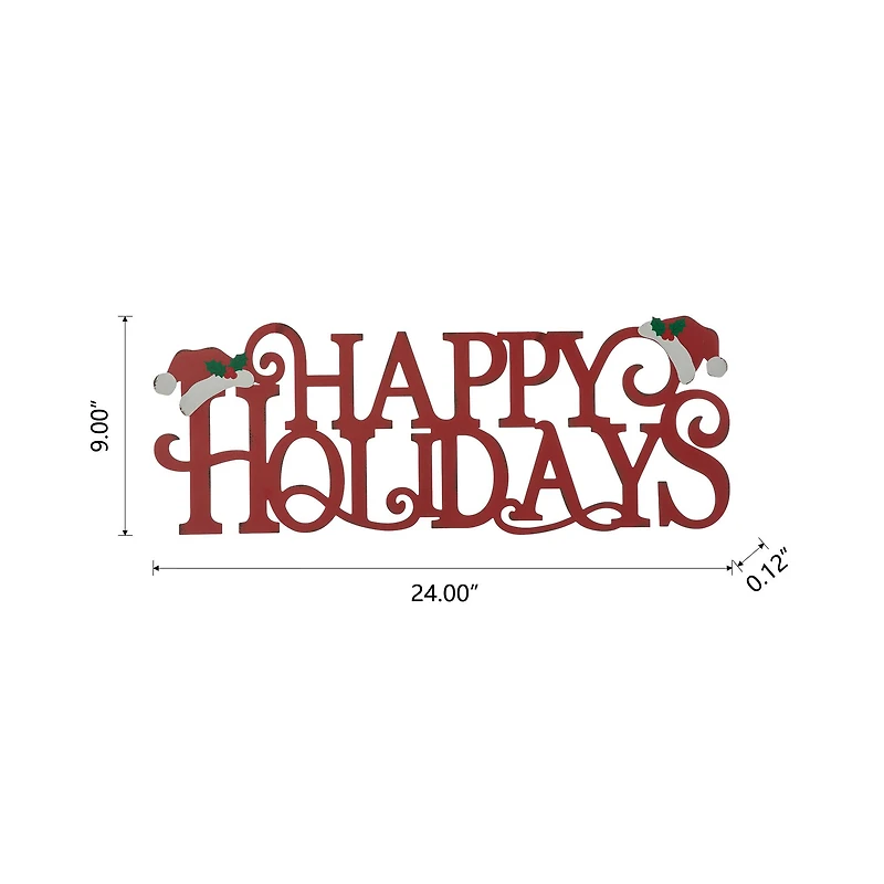 Glitzhome® 24'' HAPPY HOLIDAYS Metal Christmas Wall Décor