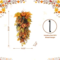 Glitzhome® 25" Fall Pumpkin Leaf Swag