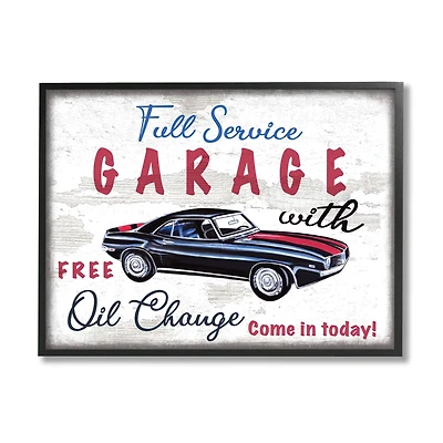 Stupell Industries Vintage Rustic Full Service Garage Sign Sports Car Framed Giclee Art