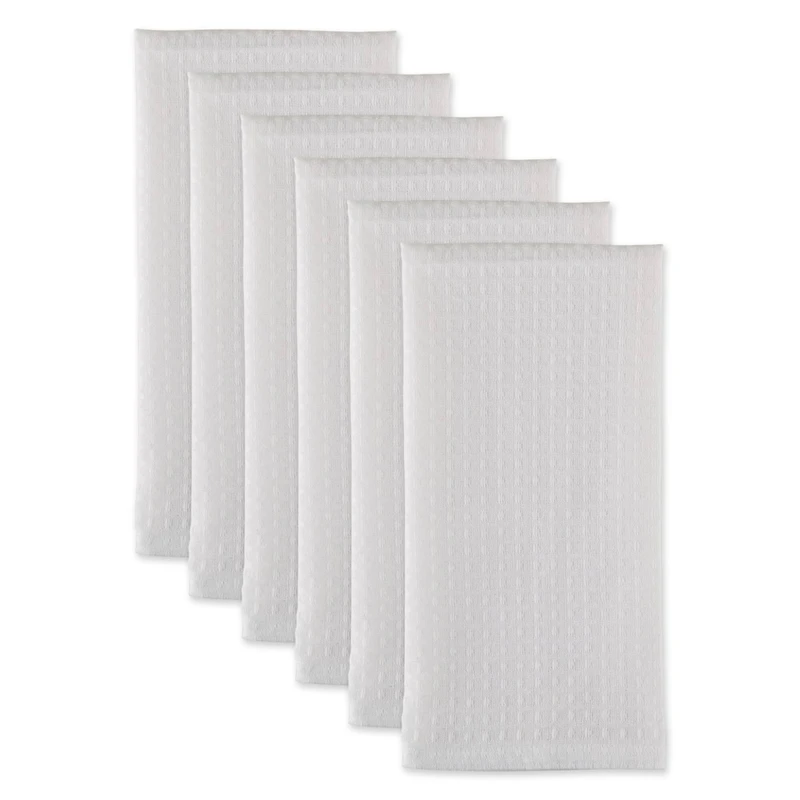 DII® White Recycled Cotton Waffle Dish Towels, 6ct.