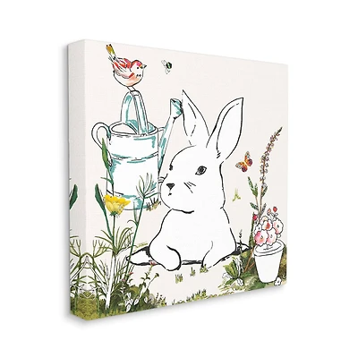Stupell Industries Curious Bunny Rabbit in Garden Canvas Wall Art