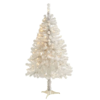 4ft. Pre-Lit White Artificial Christmas Tree, Clear LED Lights