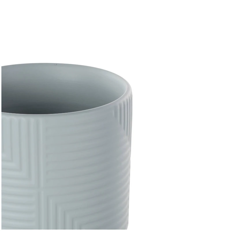 Gray Ceramic Geometric Planter Set