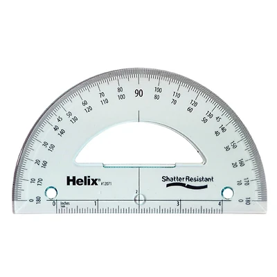 Helix® Shatter Resistant Semi-Circle Protractor