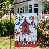 18" Patriotic Birdhouse Welcome Garden Flag