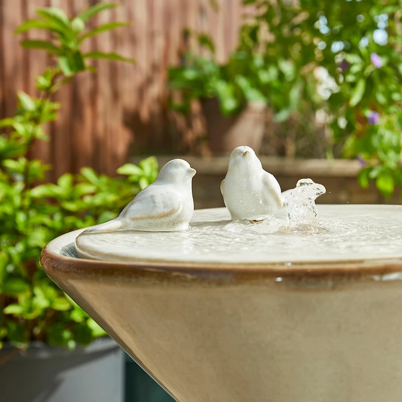 Glitzhome® 27.5" LED Bird Pedestal Ceramic Fountain