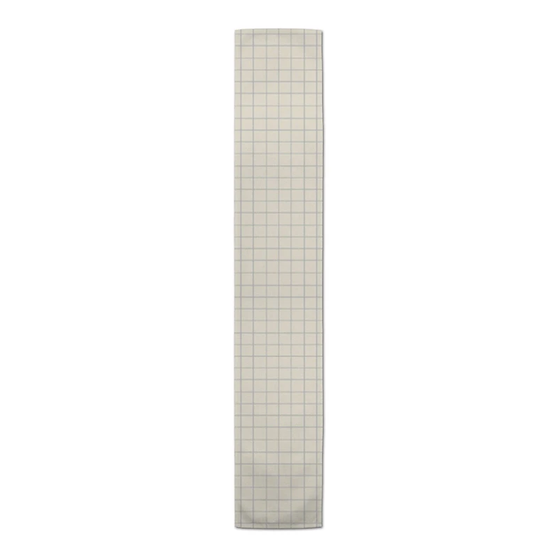 90" Gray & Cream Check Cotton Twill Runner