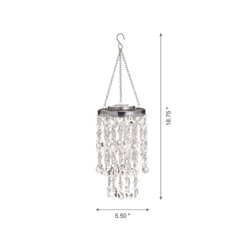 Glitzhome® 19" Solar Lighted Transparent Jewel Beaded Hanging Décor