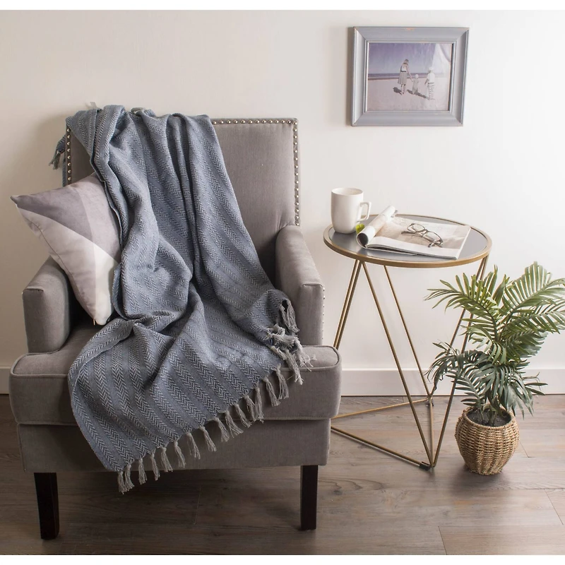 DII® French Blue Tonal Textured Throw