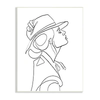 Stupell Industries Fluid Black Line Woman Modeling Hat Abstraction Wall Plaque