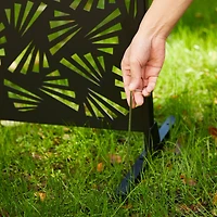 Glitzhome® 6ft. Black Galvanized Steel Irregular Geometric Pattern Privacy Screen Fence Panel & Room Divider