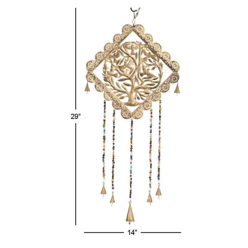 29" Gold Metal Tree Eclectic Windchime