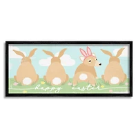 Stupell Industries Happy Easter Sentiment Bunny Tails Funny Corgi Dog Framed Giclee Art