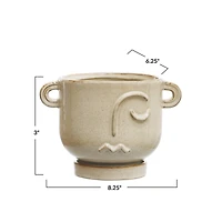 Hello Honey® 8.25" Cream Stoneware Face Planter & Saucer