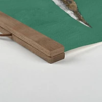 Brown Cow On Emerald 20" x 16" Teak Hanging Canvas